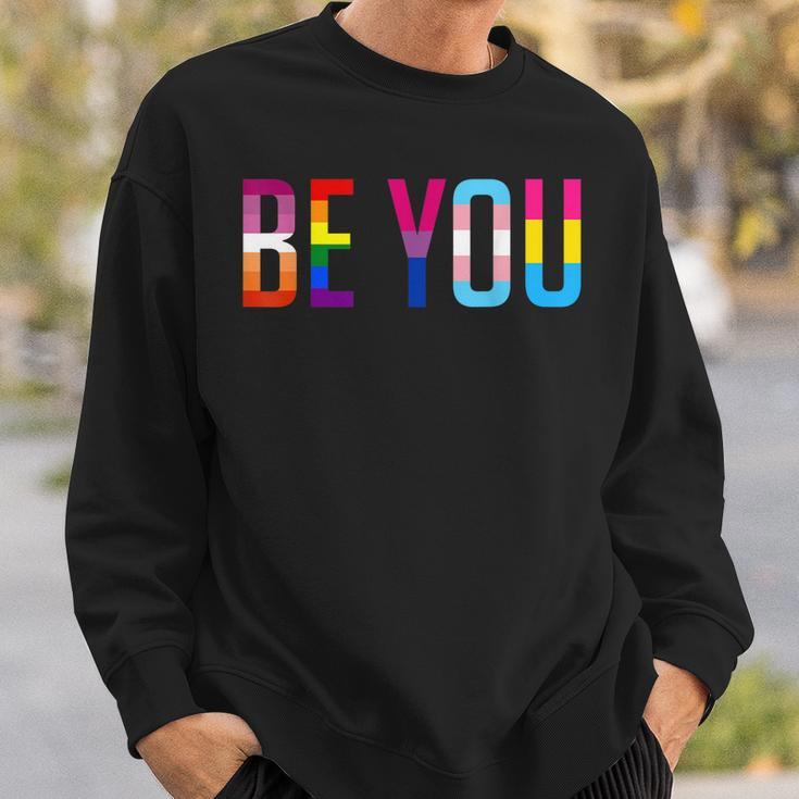 Be You Lgbt Flag Gay Pride Month Transgender Rainbow Lesbian Sweatshirt Gifts for Him