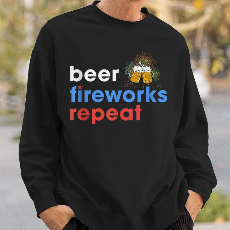 Beer Fireworks Repeat Funny 4Th Of July Beer Lovers Gifts Sweatshirt Gifts for Him