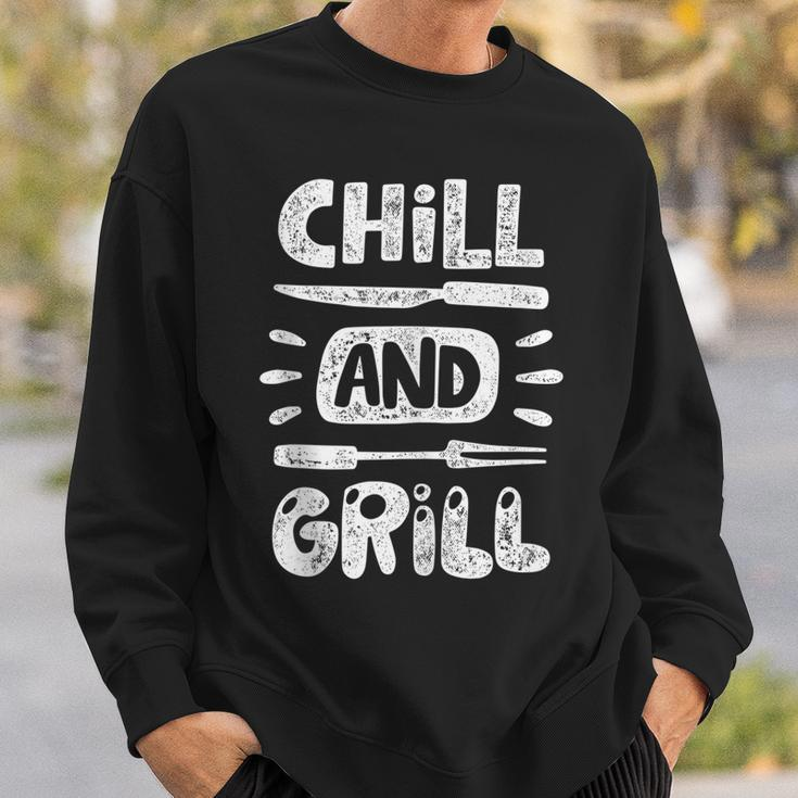 Birthday Gift For Him Husband Dad Grandpa Chill And Grill Sweatshirt Gifts for Him