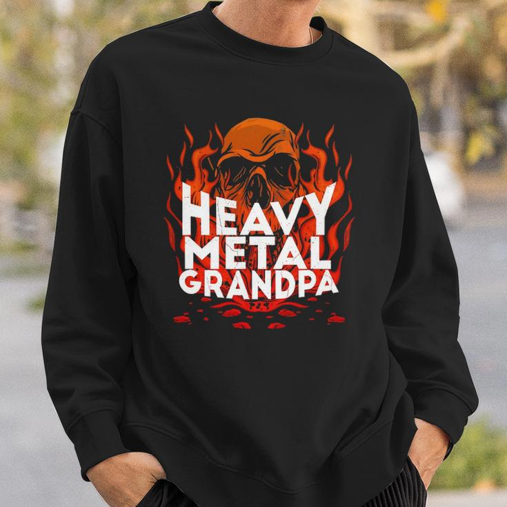 Brutal Heavy Metal Crew Heavy Metal Grandpa Skull On Flames Sweatshirt Gifts for Him