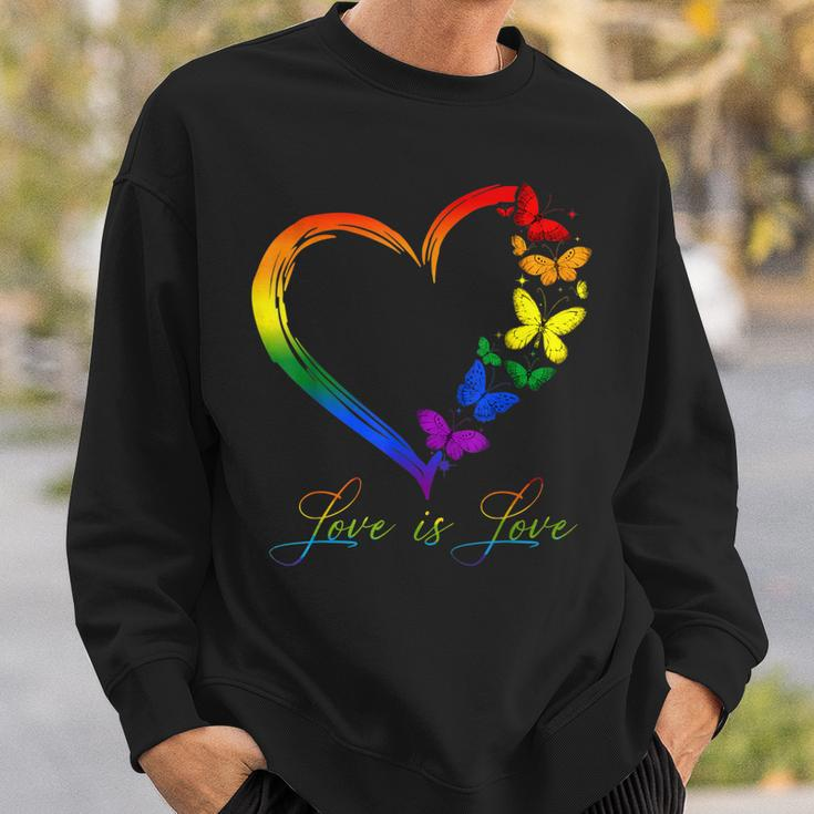 Butterfly Heart Rainbow Love Is Love Lgbt Gay Lesbian Pride Sweatshirt Gifts for Him