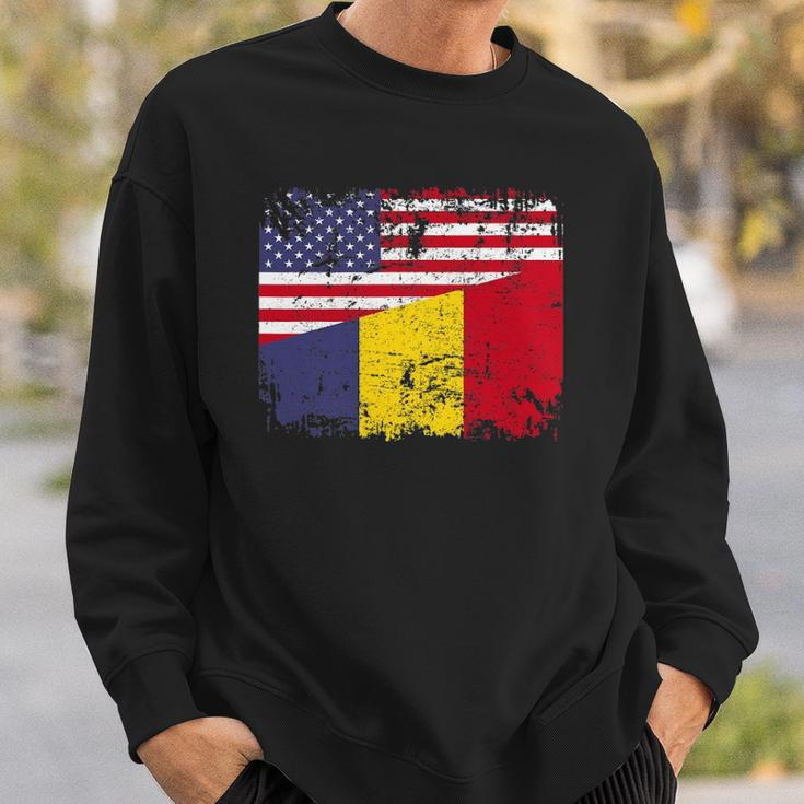 Chadian Roots Half American Flag Usa Chad Flag Sweatshirt Gifts for Him