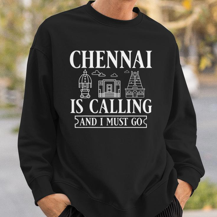 Chennai India City Skyline Map Travel Sweatshirt Gifts for Him