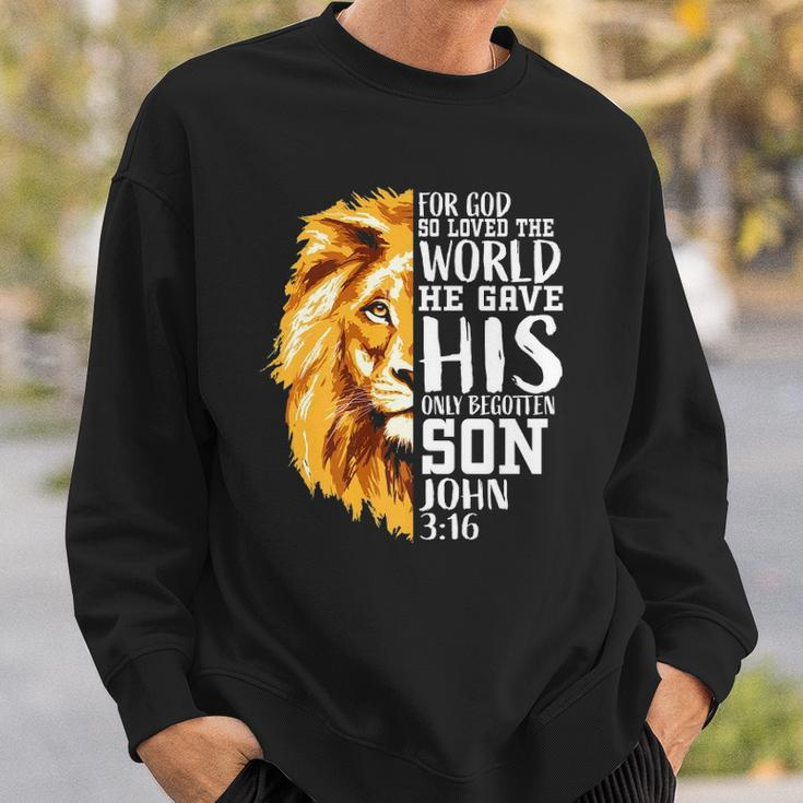 Christian Gifts For Men Lion Of Judah Graphic God John 316 Sweatshirt Gifts for Him