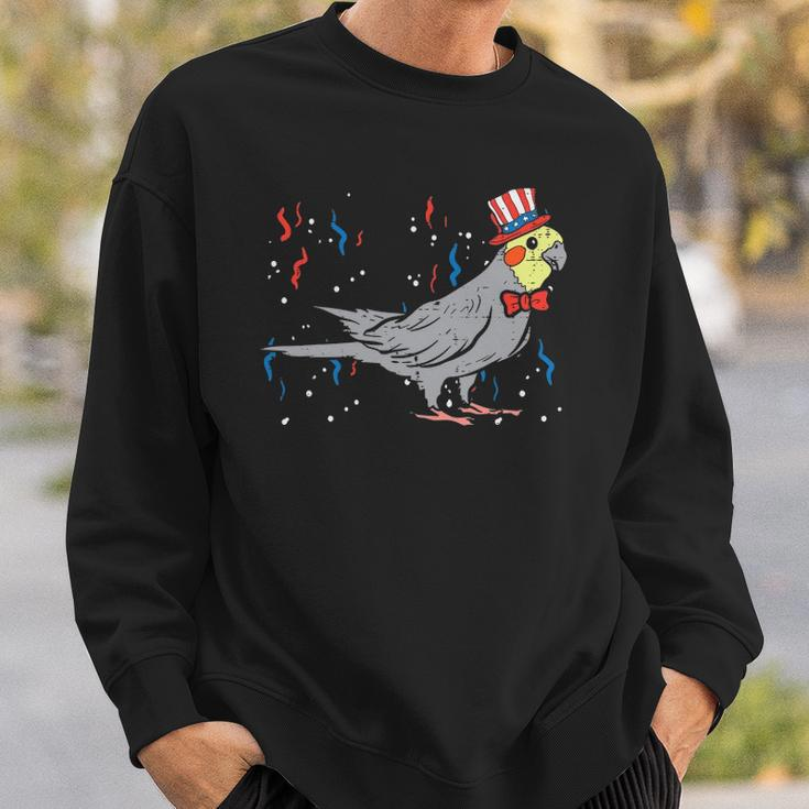 Cockatiel Bird American Flag Usa 4Th Of July Fourth Animal Sweatshirt Gifts for Him