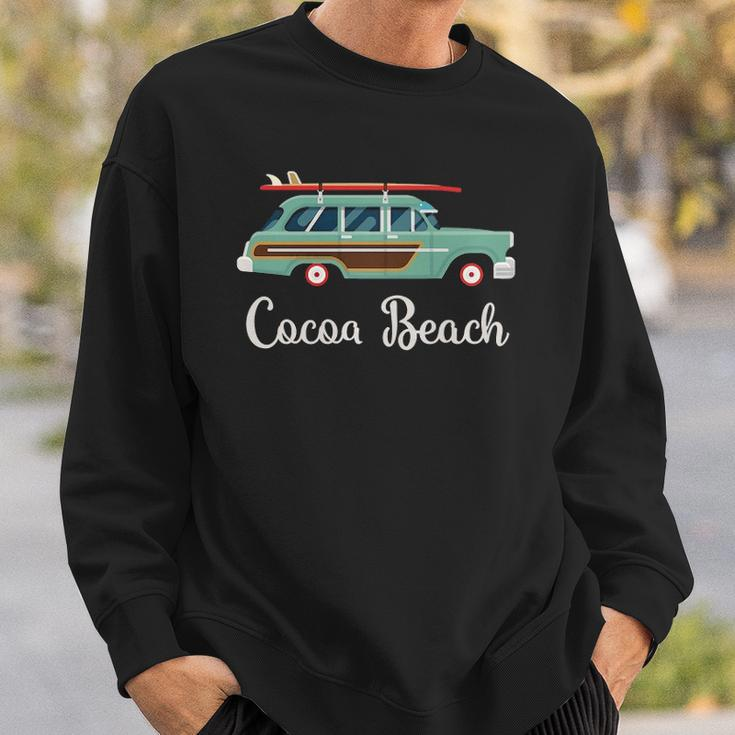 Cocoa Beach Fl Retro Surf Wagon Souvenir Graphic Sweatshirt Gifts for Him