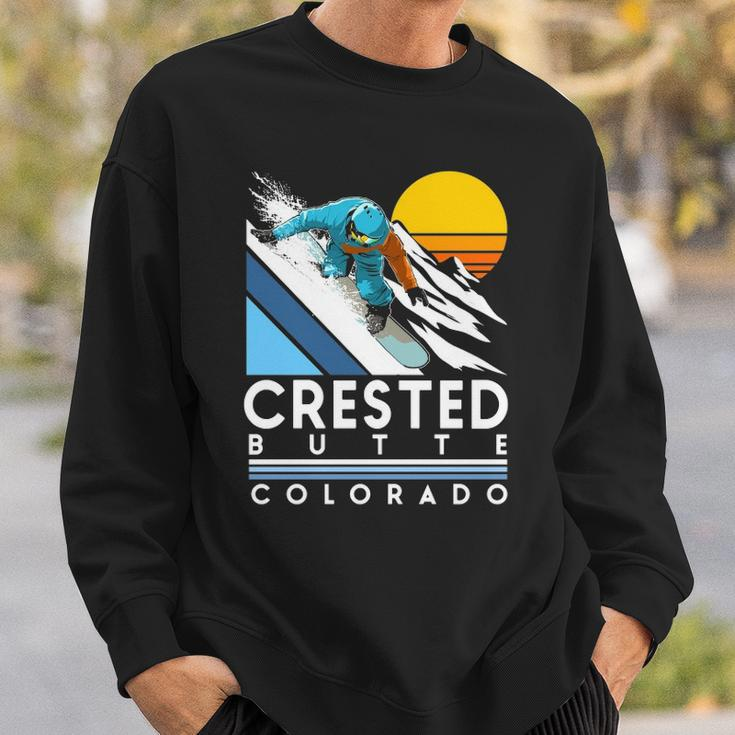 Crested Butte Colorado Retro Snowboard Sweatshirt Gifts for Him