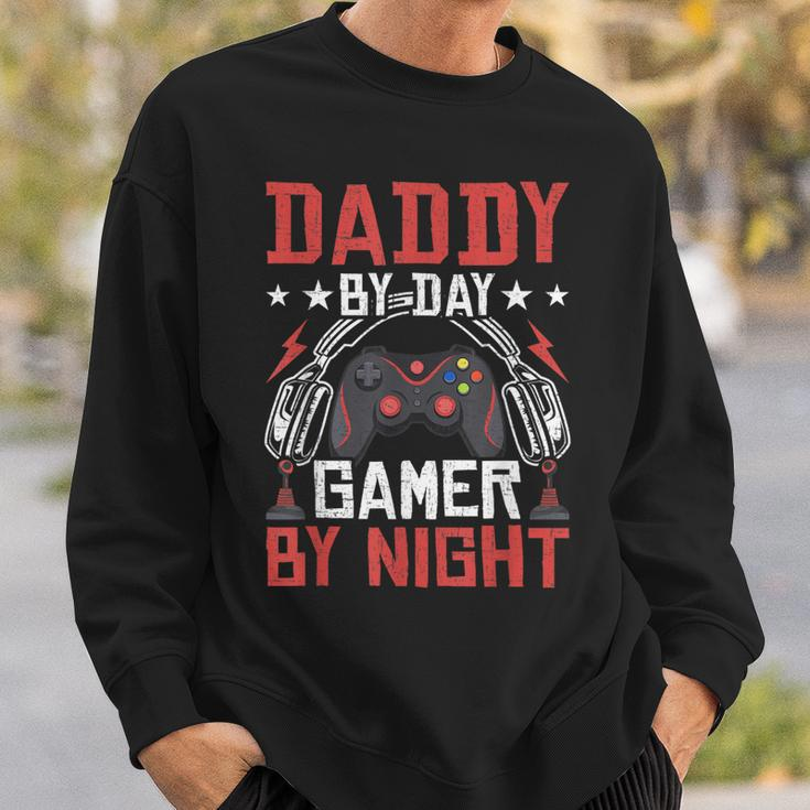 Daddy By Day Gamer By Night Video Gamer Gaming Sweatshirt Gifts for Him