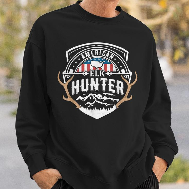 Elk Hunting Proud American Elk Hunter Gift Sweatshirt Gifts for Him