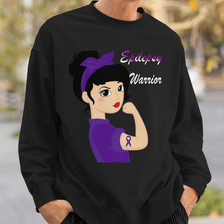 Epilepsy Warrior Strong Women Purple Ribbon Epilepsy Epilepsy Awareness V2 Sweatshirt Gifts for Him