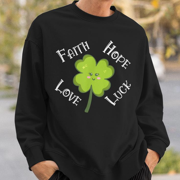 Faith Hope Love Luck 4 Leaf Clover Shamrock Sweatshirt Gifts for Him