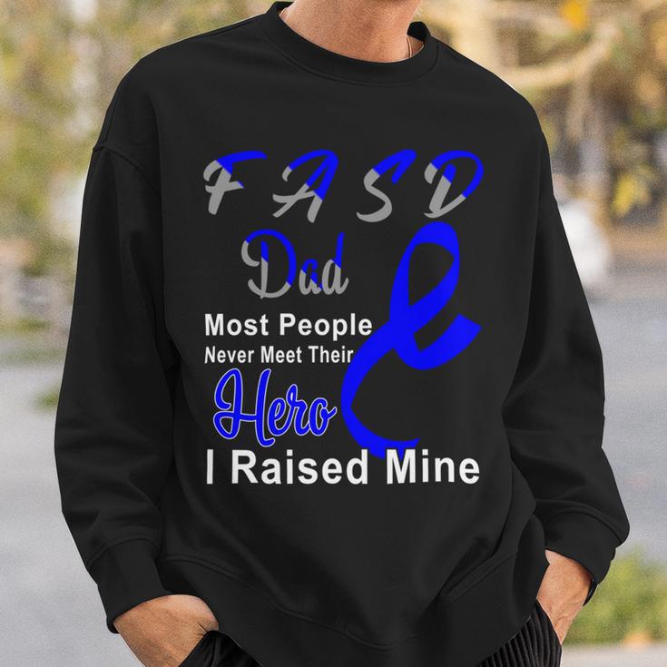 Fasd Dad Most People Never Meet Their Hero I Raised Mine Blue And Grey Ribbon Fetal Alcohol Spectrum Disorder Fetal Alcohol Spectrum Disorder Awareness Sweatshirt Gifts for Him