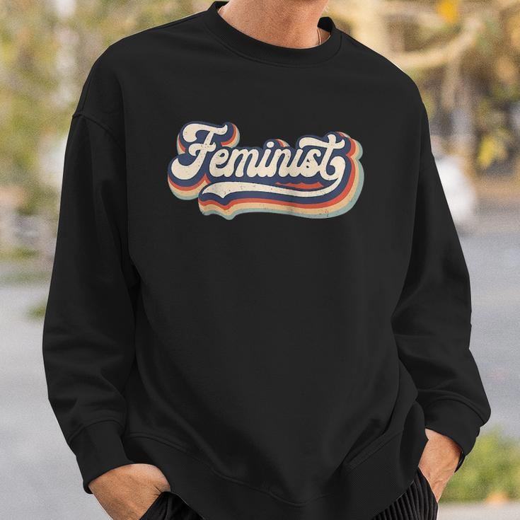 Feminist - Retro 70S Vintage Rainbow - Feminism Gift Raglan Baseball Tee Sweatshirt Gifts for Him