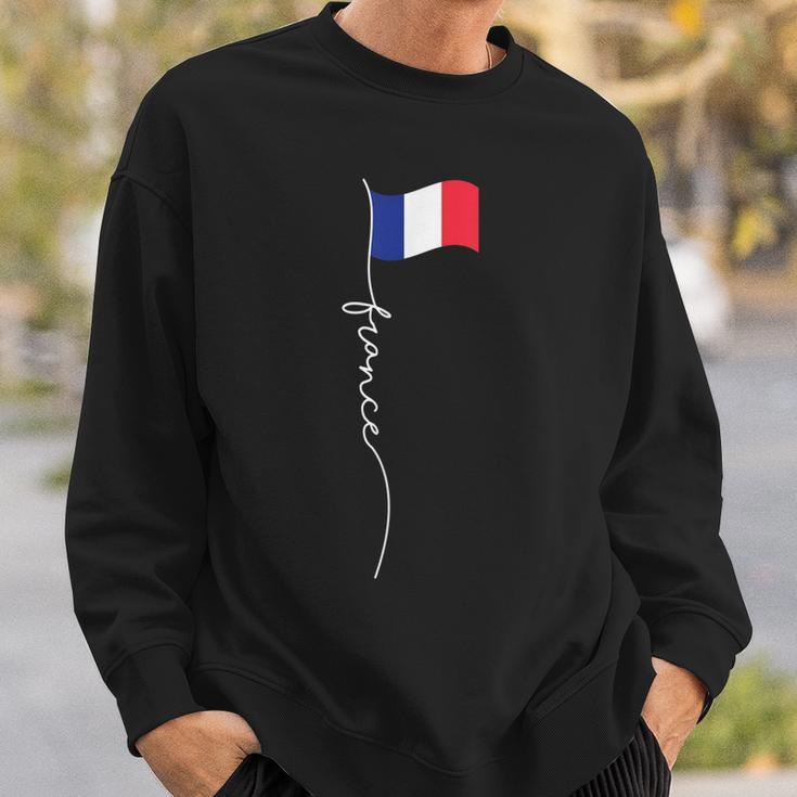 France Signature Flag Pole - Elegant Patriotic French Flag Sweatshirt Gifts for Him