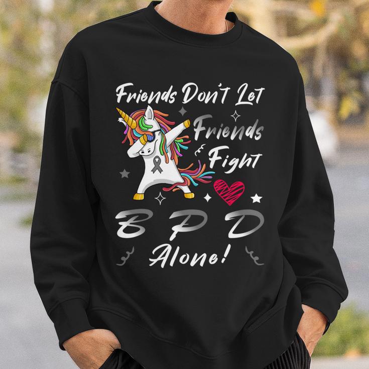 Friends Dont Let Friends Fight Borderline Personality Disorder Bpd Alone Unicorn Grey Ribbon Borderline Personality Disorder Bpd Awareness Sweatshirt Gifts for Him