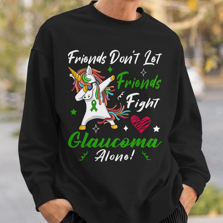 Friends Dont Let Friends Fight Glaucoma Alone Unicorn Green Ribbon Glaucoma Glaucoma Awareness Sweatshirt Gifts for Him