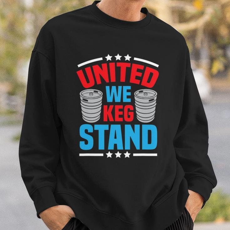 Funny Alcohol United We Keg Stand Patriotic 4Th Of July Sweatshirt Gifts for Him