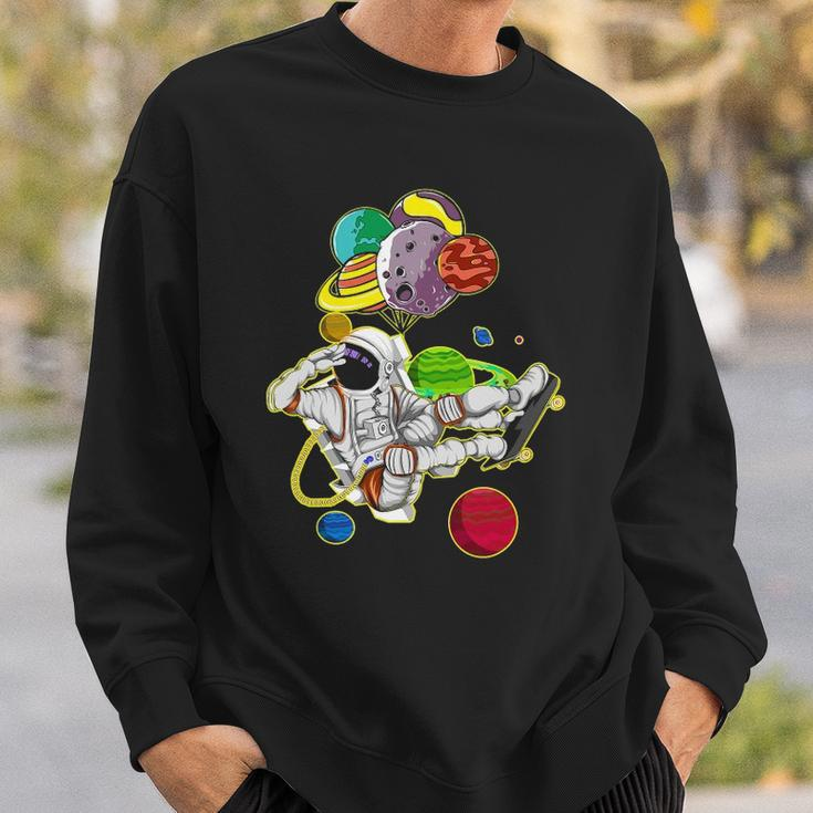 Funny Astronaut Space Travel Planets Skateboarding Science Sweatshirt Gifts for Him