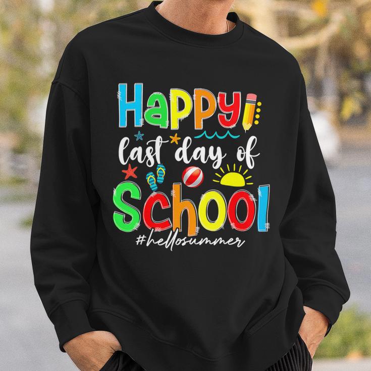 Funny Happy Last Day Of School Hello Summer Multicolored Sweatshirt Gifts for Him