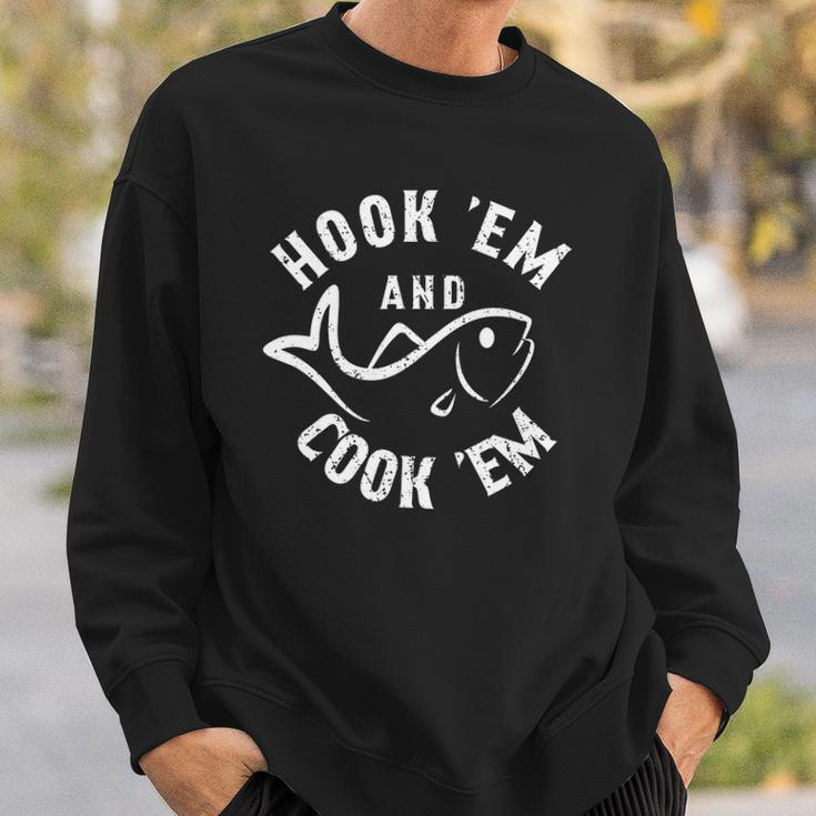 Funny Hookem And Cookem Fishing Sweatshirt Gifts for Him