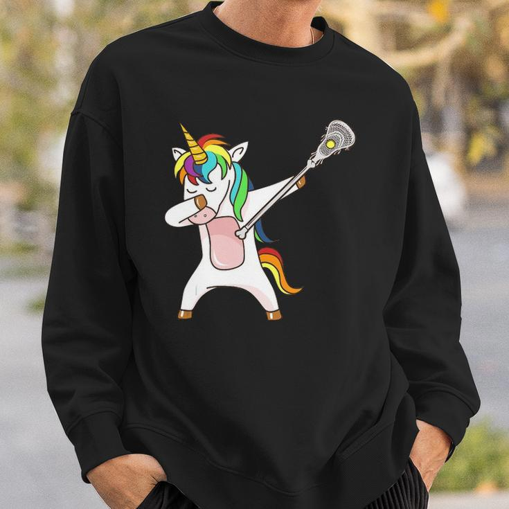 Funny Lacrosse Unicorn Dabbing Gift Sweatshirt Gifts for Him