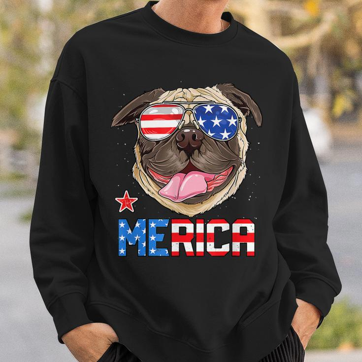 Funny Pug 4Th Of July Merica Mens Womens Kids American Flag Sweatshirt Gifts for Him