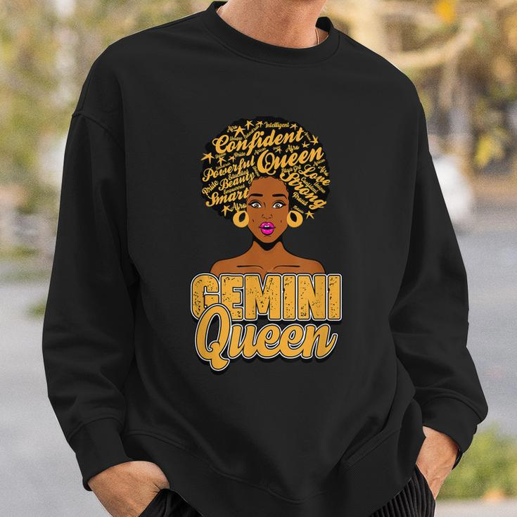 Gemini Zodiac Black African Afro Queen May June Birthday Sweatshirt Gifts for Him
