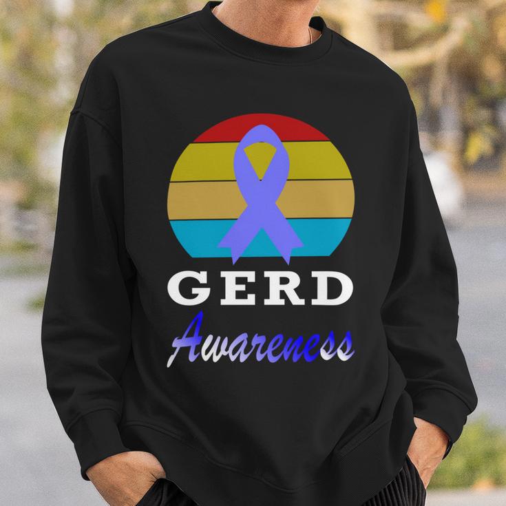 Gerd Awareness Vintage Periwinkle Blue Ribbon Gastroesophageal Reflux Disease Gerd Awareness Sweatshirt Gifts for Him