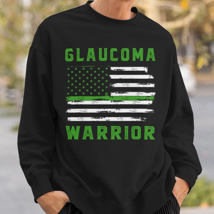 Glaucoma Warrior Usa Flag United States Flag Green Ribbon Glaucoma Glaucoma Awareness Sweatshirt Gifts for Him