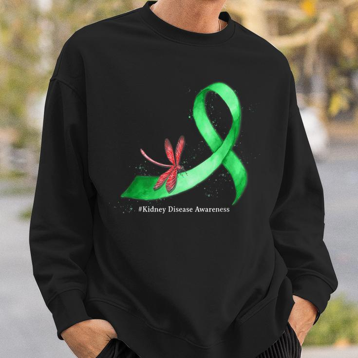 Hippie Dragonfly Green Ribbon Kidney Disease Awareness Sweatshirt Gifts for Him