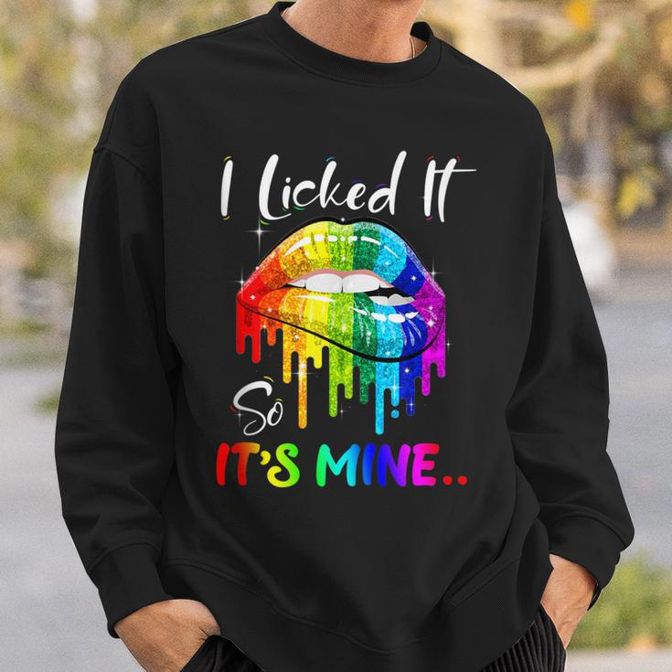 I Licked It So Its Mine Funny Lesbian Gay Pride Lgbt Flag Sweatshirt Gifts for Him