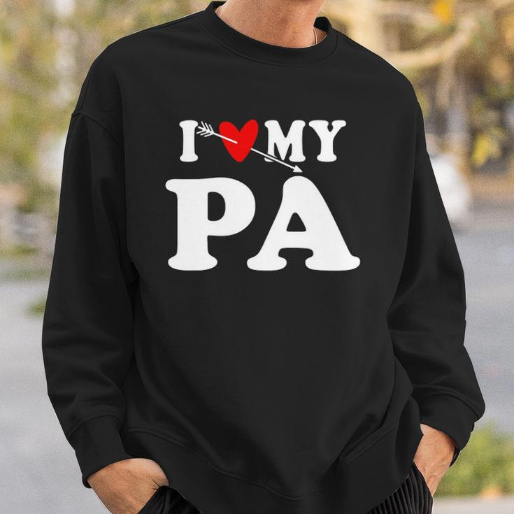 I Love My Pa With Heart Fathers Day Wear For Kid Boy Girl Sweatshirt Gifts for Him