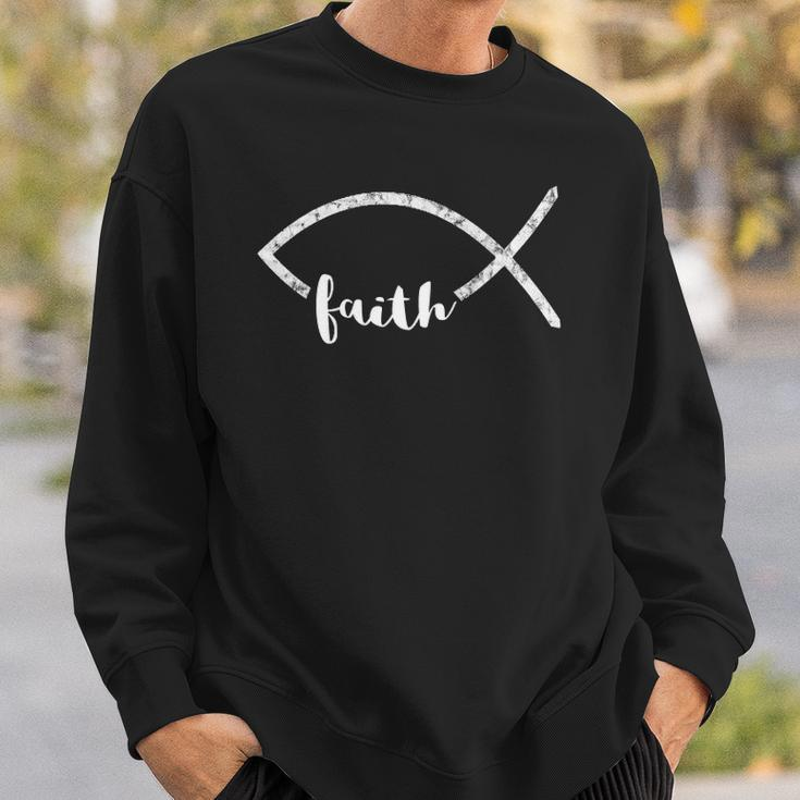 Jesus Fish Ichthy Emblem Christian Faith Symbol Ichthus Sweatshirt Gifts for Him