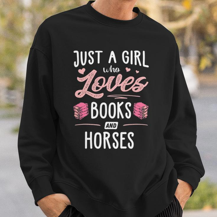Just A Girl Who Loves Books And Horses Gift Women Sweatshirt Gifts for Him