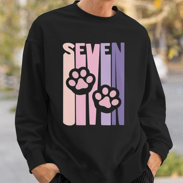 Kids 7Th Birthday Paw Cute Dog Fan 7 Years Old For Girls Sweatshirt Gifts for Him