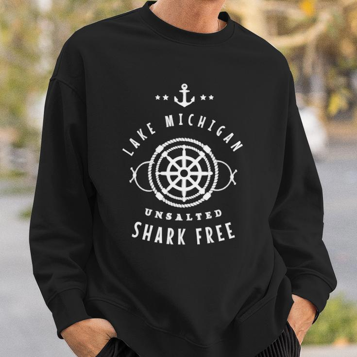 Lake Michigan Unsalted Shark Free Great Lakes Fishing Boat Sweatshirt Gifts for Him