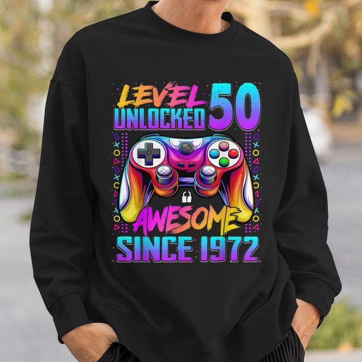 Level 50 Unlocked Awesome Since 1972 50Th Birthday Gaming Sweatshirt Gifts for Him