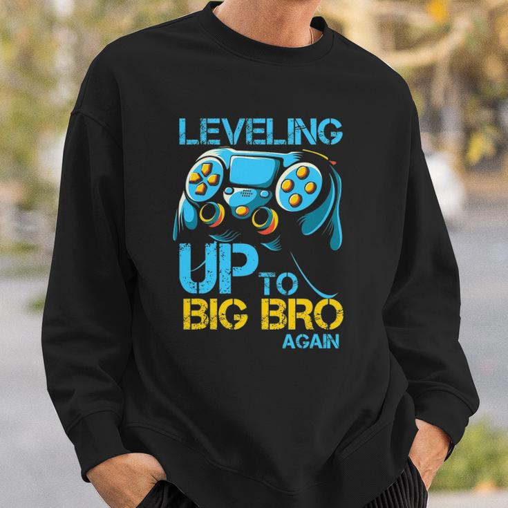 Leveling Up To Big Bro Again Gaming Lovers Vintage Sweatshirt Gifts for Him