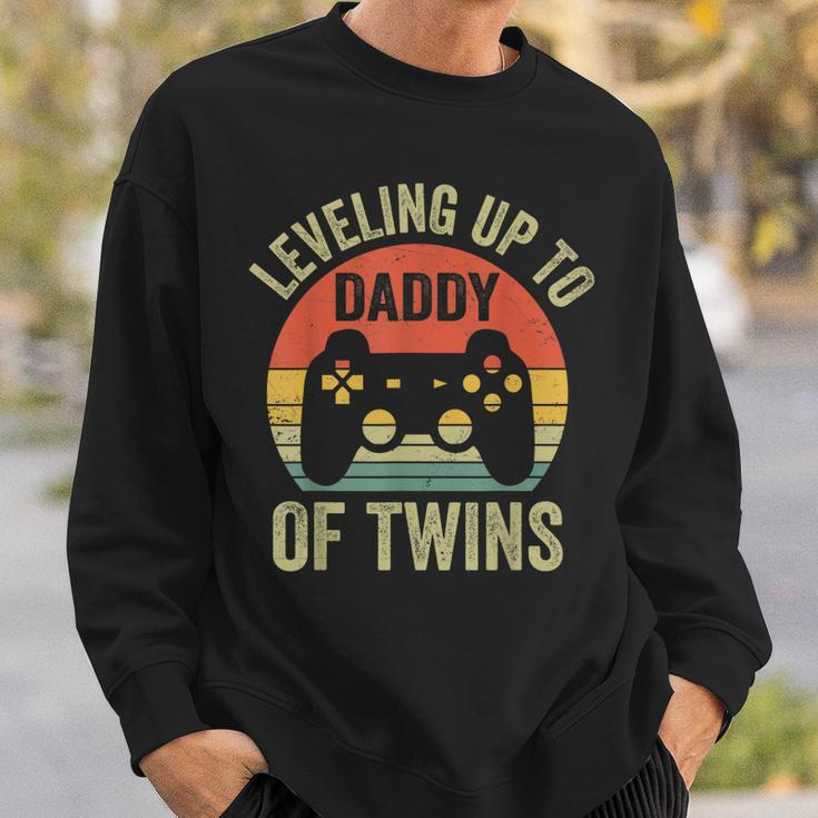 Leveling Up To Daddy Of Twins Expecting Dad Video Gamer Sweatshirt Gifts for Him