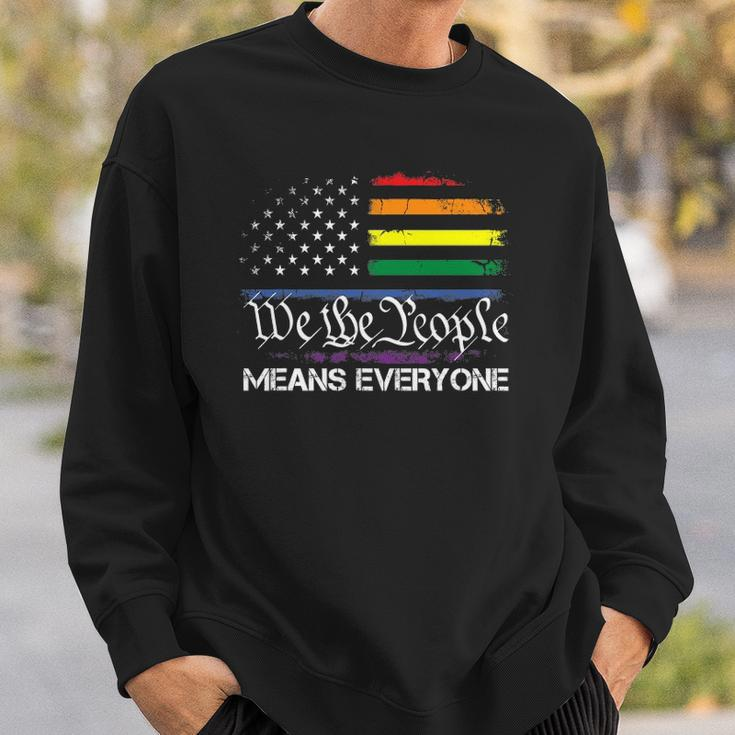 Lgbt Vintage 1776 American Flag We The People Means Everyone Sweatshirt Gifts for Him