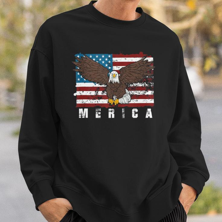 Liberty 4Th Of July Merica Us Flag Proud American Bald Eagle Sweatshirt Gifts for Him