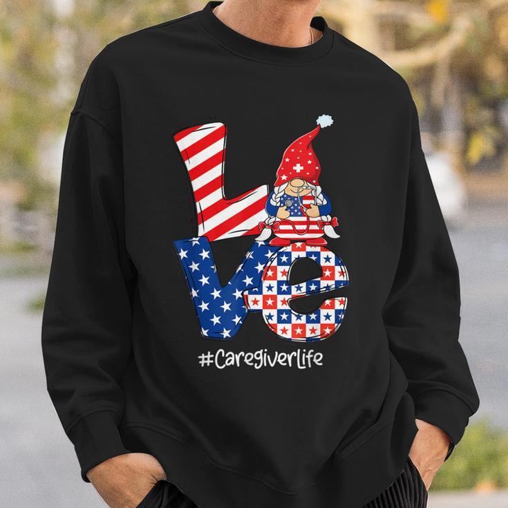 Love Caregiver Life Nurse Stethoscope Patriotic 4Th Of July Sweatshirt Gifts for Him