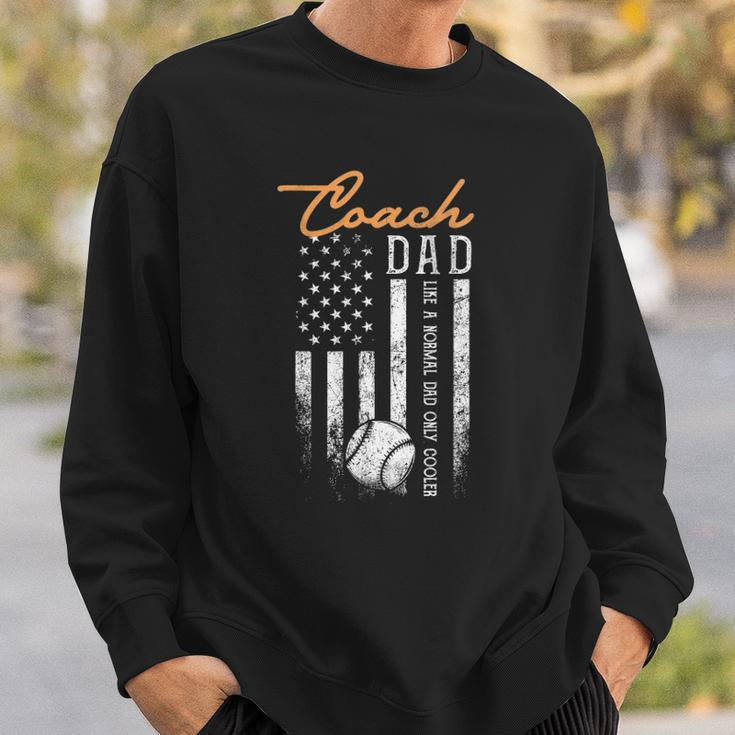 Mens Baseball Coach Dad Like A Normal Dad Only Cooler Usa Flag Sweatshirt Gifts for Him