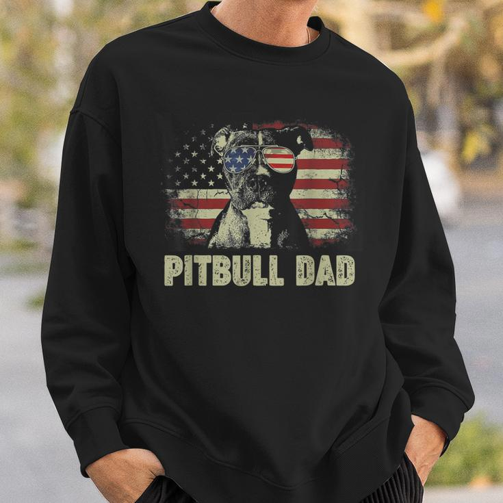 Mens Best Pitbull Dad Ever American Flag 4Th Of July V2 Sweatshirt Gifts for Him