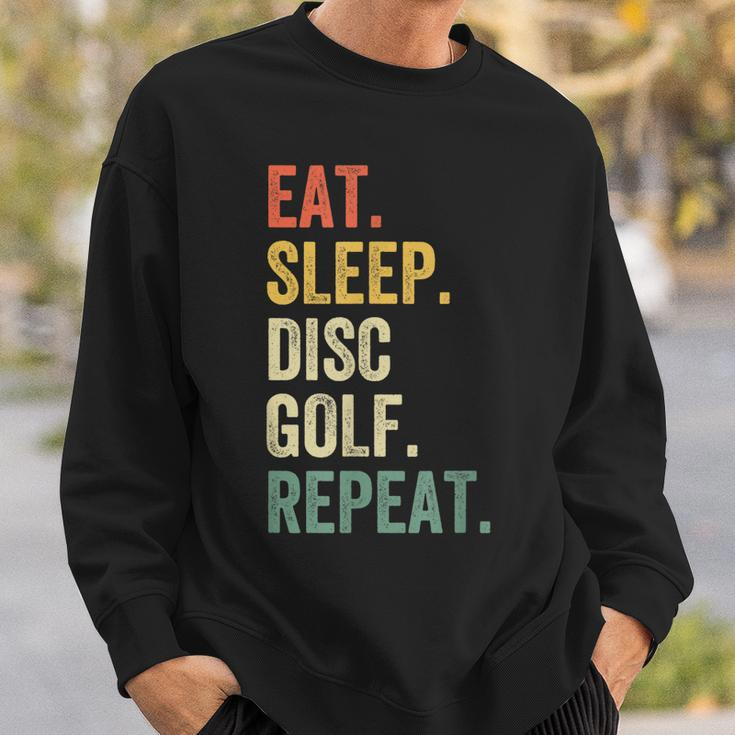 Mens Eat Sleep Disc Golf Repeat Funny Frisbee Sport Vintage Retro Sweatshirt Gifts for Him