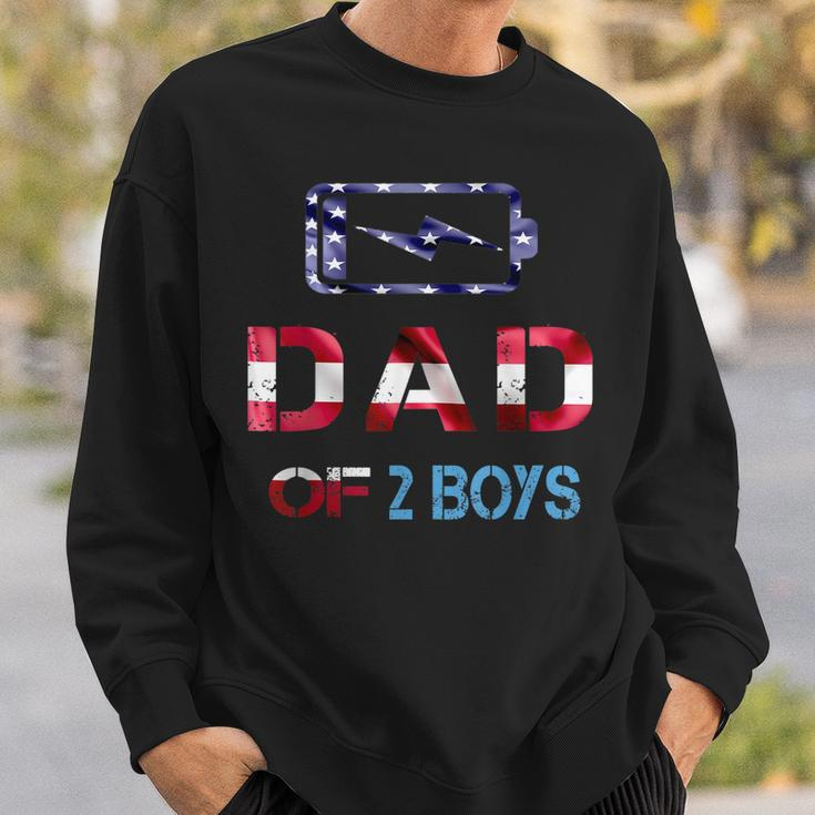Mens Funny Fathers Day Dad Of 2 Boys American Flag 4Th Of July Sweatshirt Gifts for Him