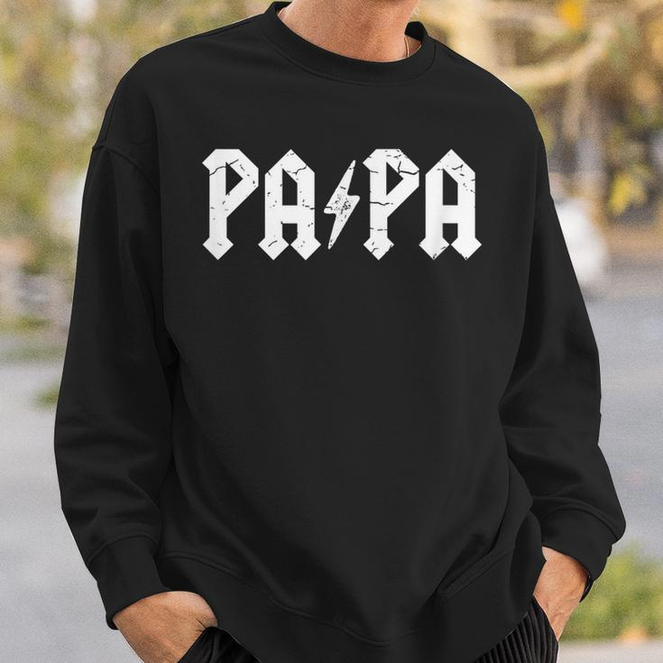 Mens Hard Rock Dad - Papa Lightning Bolt Sweatshirt Gifts for Him