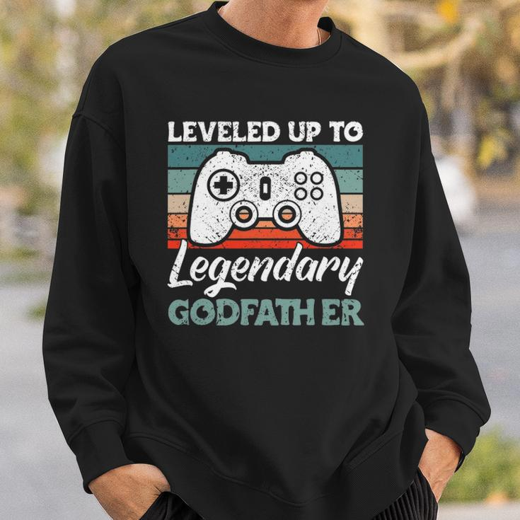 Mens Leveled Up To Legendary Godfather - Uncle Godfather Sweatshirt Gifts for Him