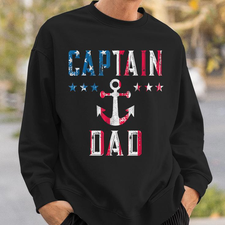 Mens Patriotic Captain Dad American Flag Boat Owner 4Th Of July Sweatshirt Gifts for Him