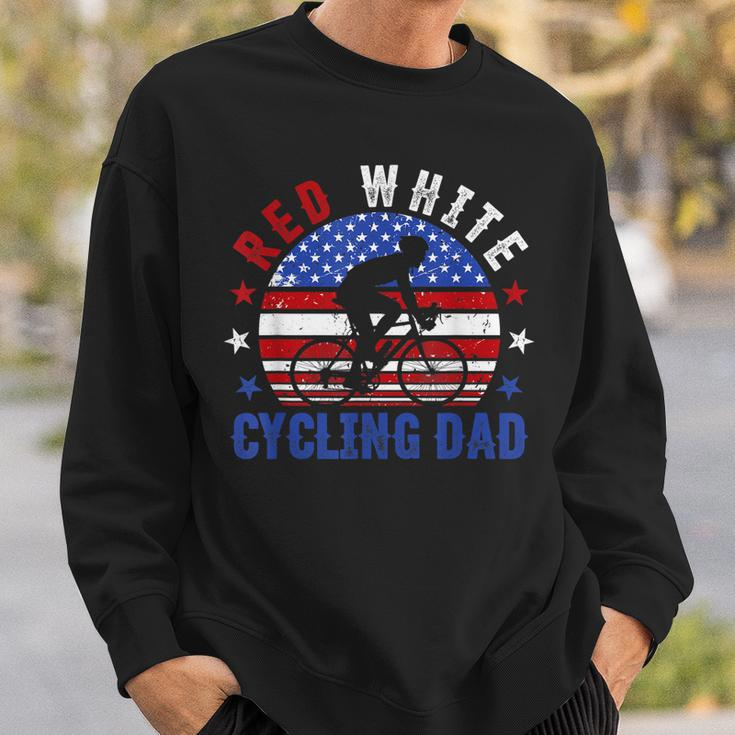 Mens Red White Cycling Dad 4Th Of July American Flag Gift Sweatshirt Gifts for Him